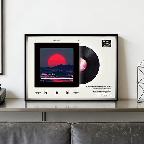 Desert Red Sun Record Art Frame